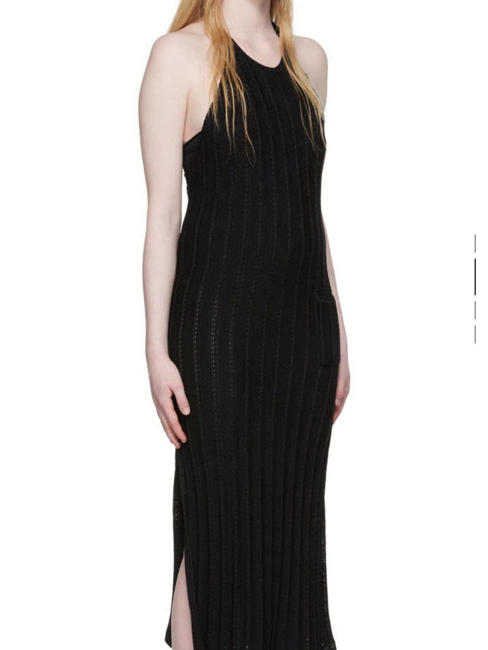 Ganni Black Ribbed Halter Maxi Dress